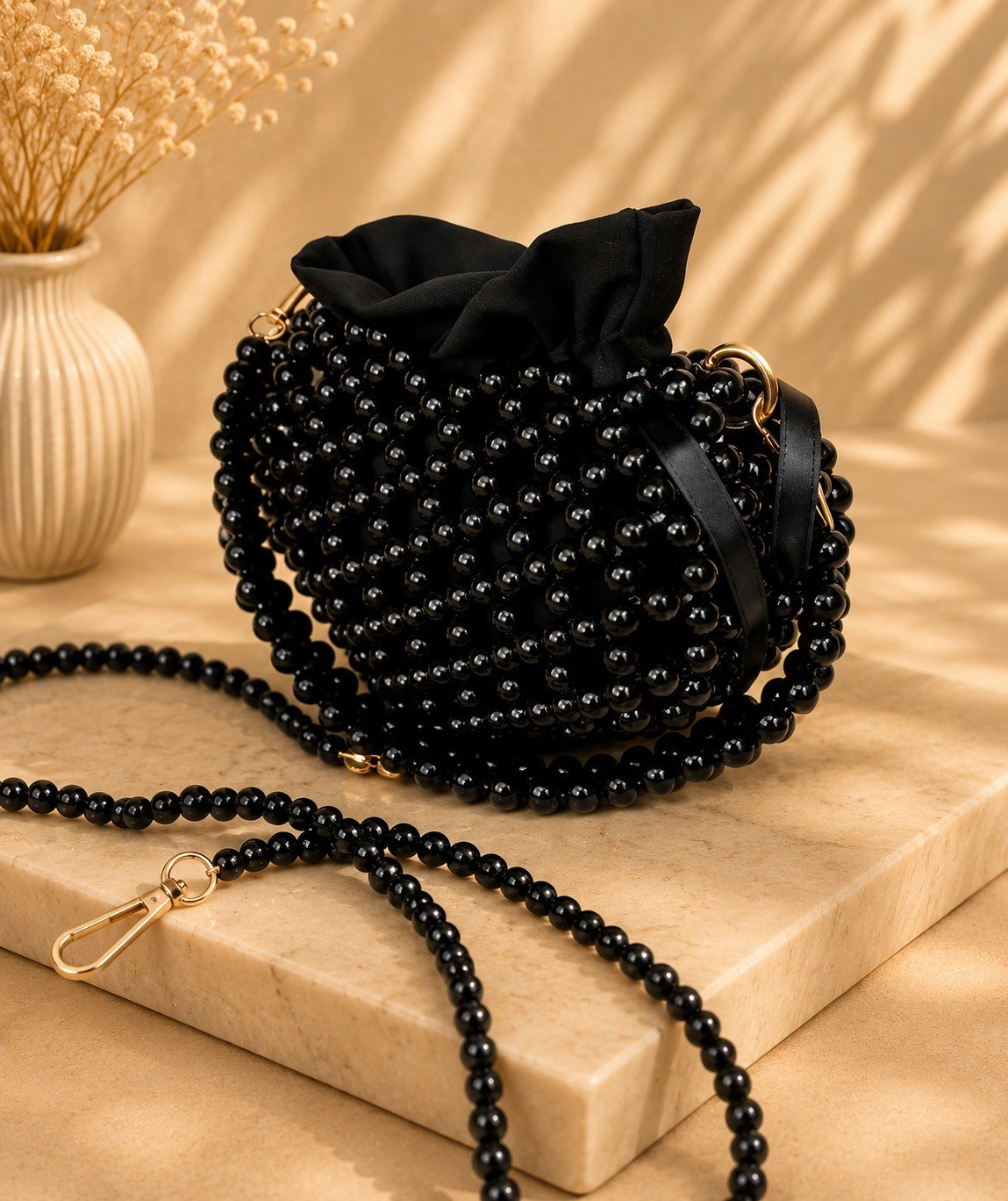 Pearl Bucket Bag — Black by LUSHÉ