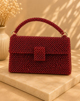Beaded Flap Bag — Ruby