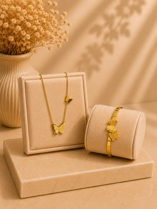 Butterfly Necklace & Bangle Set — Gold by LUSHÉ