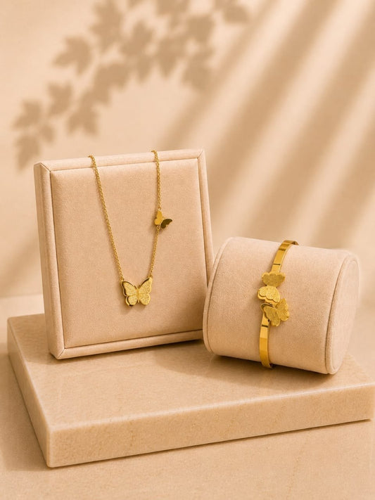 Butterfly Necklace & Bangle Set — Gold by LUSHÉ