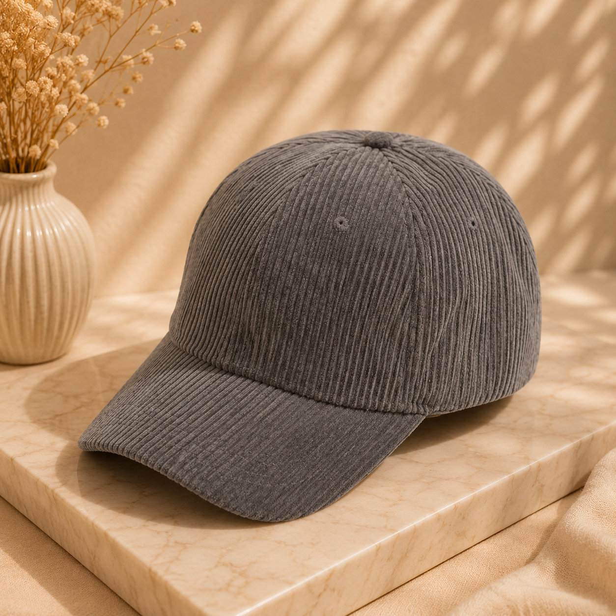 Corduroy Cap — Charcoal