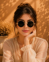 Etched Round Sunglasses — Gold