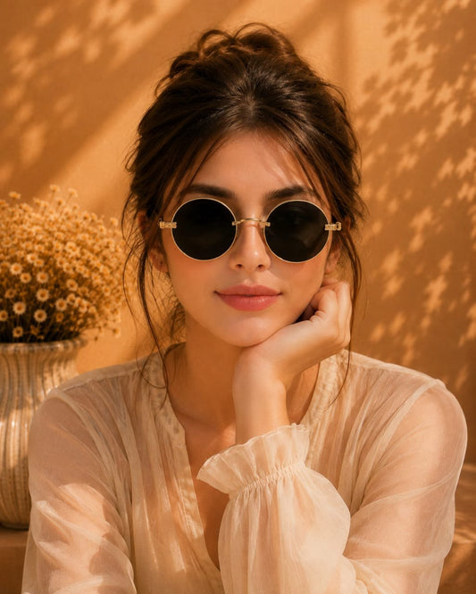 Etched Round Sunglasses — Gold by LUSHÉ