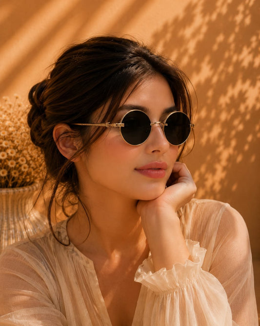 Etched Round Sunglasses — Gold by LUSHÉ