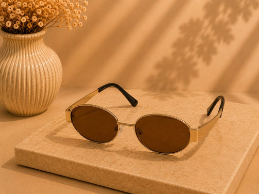 Golden Hour Oval Sunglasses in tobacco brown by LUSHÉ