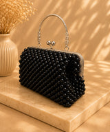 Pearl Frame Clutch — Black