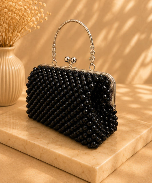 Pearl Frame Clutch — Black by LUSHÉ