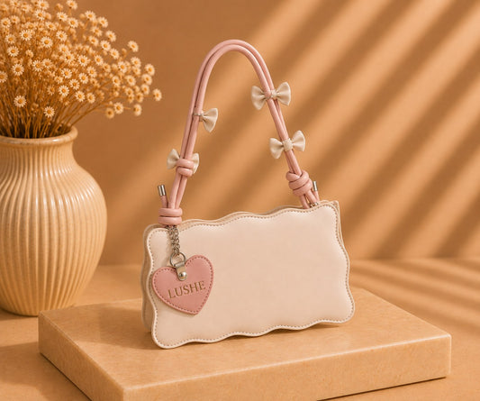 Scallop Bow Bag — Ivory & Blush by LUSHÉ