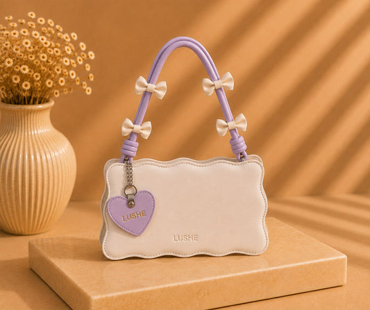 Scallop Bow Bag — Ivory & Lilac by LUSHÉ