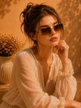 Sunlit Rimless Sunglasses — Brown