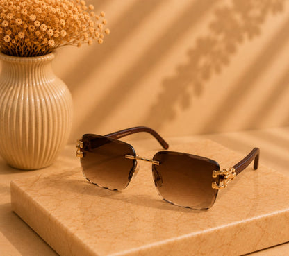 Sunlit Rimless Sunglasses — Brown by LUSHÉ