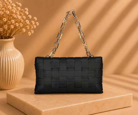 Woven Chain Bag — Black by LUSHÉ